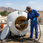 شركة تنظيف خزانات في العين اثناء غسيل خزان علوي