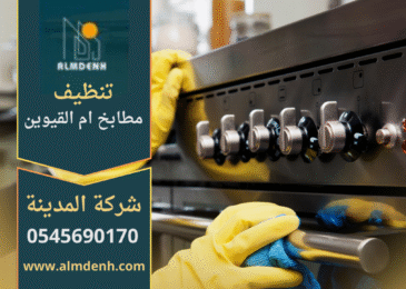 صورة توضح عمل فريق شركة تنظيف مطابخ في ام القيوين باستخدام أدوات حديثة لإزالة الدهون وتنظيف الأسطح.