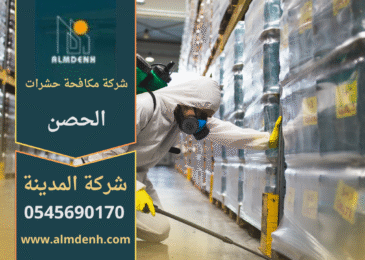 فريق عمل محترف من شركة مكافحة حشرات في الحصن يستخدم معدات حديثة لمعالجة منزل من الحشرات.