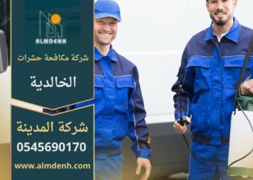 فريق متخصص من شركة مكافحة حشرات الخالدية يستخدم أجهزة رش حديثة لإبادة الحشرات في المنازل والمكاتب بأمان وفعالية عالية.