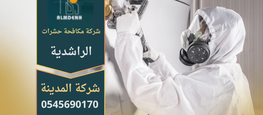 عامل مختص من شركة مكافحة حشرات في الراشدية يقوم برش المبيدات الحديثة للتخلص من الحشرات المنزلية بطريقة آمنة وفعالة.