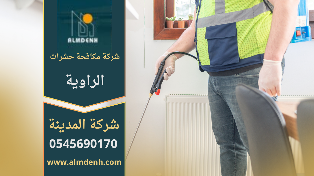 فريق عمل محترف من شركة مكافحة حشرات الراوية يستخدم معدات حديثة وآمنة للقضاء على الحشرات في المنازل والمكاتب.