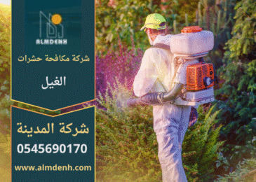 صورة توضح فنيًا يقوم برش مبيدات داخل منزل في الغيل، مما يبرز أهمية خدمات شركة مكافحة حشرات في الغيل للتخلص من الحشرات بكفاءة وأمان.