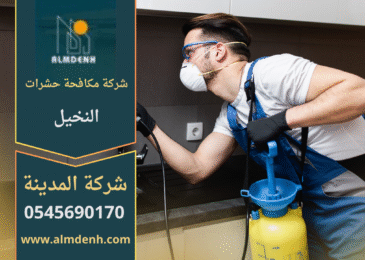 فريق عمل محترف من شركة مكافحة حشرات في النخيل يستخدم أحدث المعدات للتخلص من الحشرات في المنازل والفيلات.