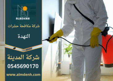 فريق عمل محترف من شركة مكافحة حشرات النهدة يستخدم معدات متطورة لرش المبيدات في منزل سكني لضمان القضاء الكامل على الحشرات بسرعة وكفاءة.