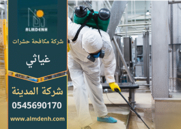 فريق عمل محترف من شركة مكافحة حشرات غياثي أثناء تنفيذ خدمة رش الحشرات داخل منزل سكني بمواد آمنة ومعتمدة في غياثي.