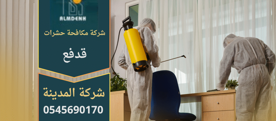 فريق من شركة مكافحة حشرات في قدفع ينفذ عملية رش مبيدات آمنة داخل منزل لضمان بيئة خالية من الحشرات.