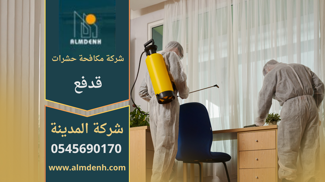فريق من شركة مكافحة حشرات في قدفع ينفذ عملية رش مبيدات آمنة داخل منزل لضمان بيئة خالية من الحشرات.