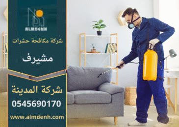 فني متخصص من شركة مكافحة حشرات في مشيرف يقوم برش المبيدات داخل منزل باستخدام معدات حديثة لضمان القضاء على الحشرات بالكامل.