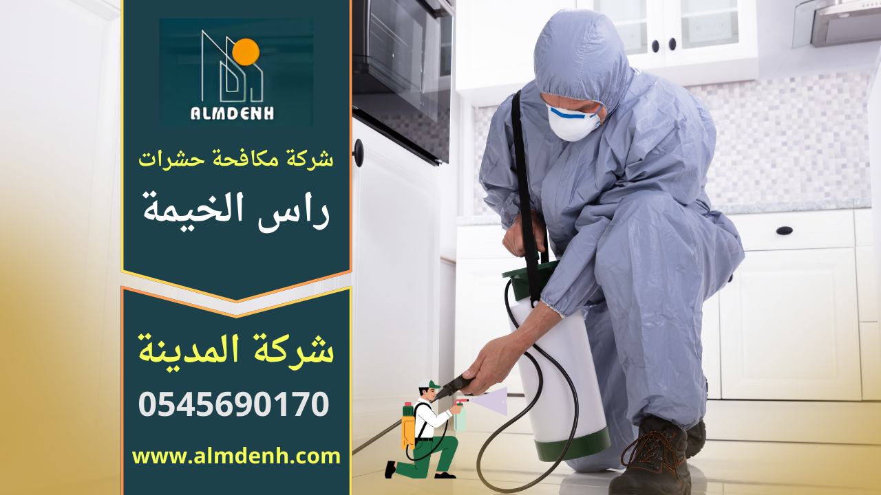 صورة توضح فريق متخصص من شركة مكافحة حشرات في راس الخيمة ينفذ معالجة احترافية داخل منزل باستخدام مبيدات آمنة وادوات حديثة للقضاء على الحشرات بسرعة.