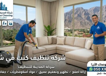 فنيو شركة المدينة يقدمون خدمة غسيل الأثاث بالبخار في منزل يطل على جبال منطقة شمل من خلال شركة تنظيف كنب في شمل.