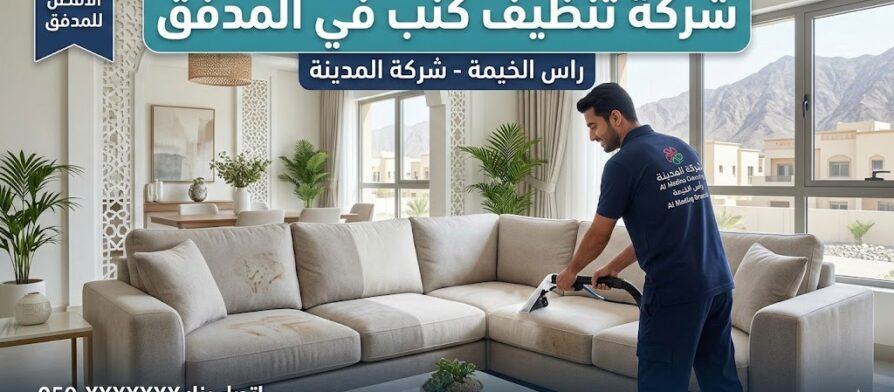 فني متخصص من شركة تنظيف كنب في المدفق يستخدم أجهزة البخار لإزالة البقع الصعبة من الأريكة وتطهيرها بعمق.