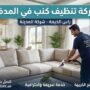 فني متخصص من شركة تنظيف كنب في المدفق يستخدم أجهزة البخار لإزالة البقع الصعبة من الأريكة وتطهيرها بعمق.
