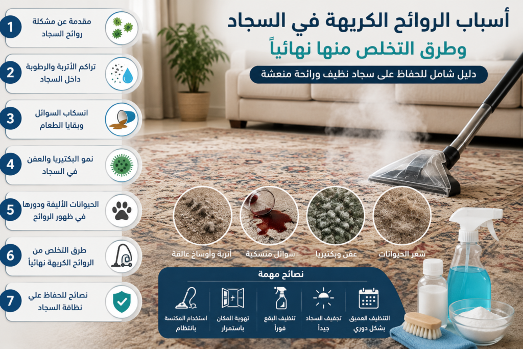 اسباب الروائح الكريهة للسجاد