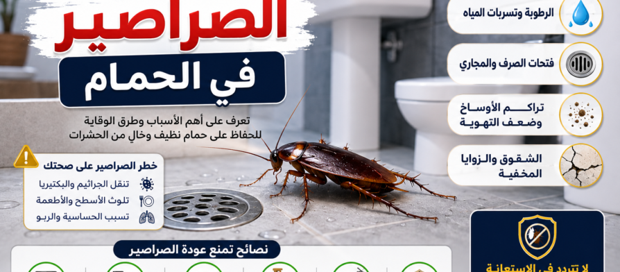 اسباب ظهور الصراصير في الحمام